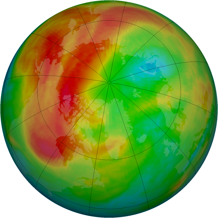 Arctic ozone map for 07 March 1994